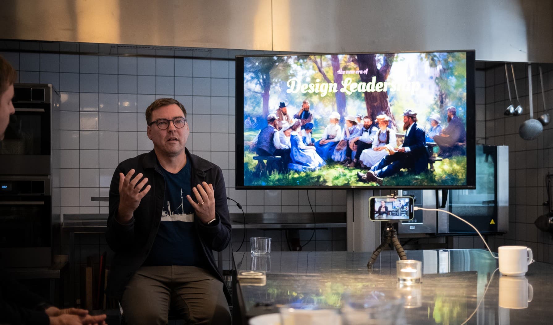 Christoffer Kittel speaking at a design talk